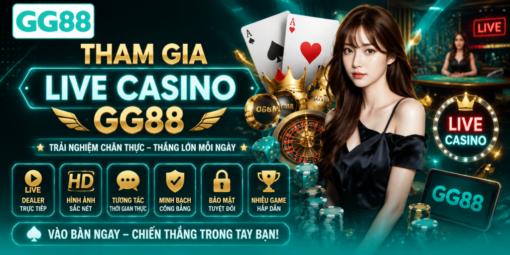 Live Casino GG88 – Trải Nghiệm Casino Trực Tuyến Chân Thực, Sống Động 1 Tham gia live casino GG88